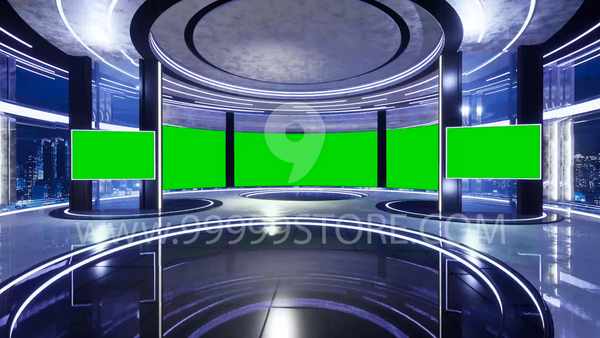 Virtual Set Green Screen 4K - News 136