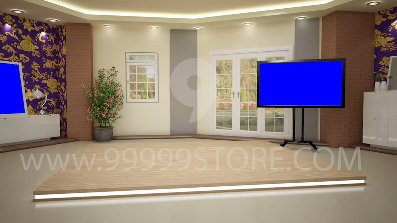 Virtual Studio Sets Virtual Set Green Screen 4K - Talk 01 GREEN SCREEN 99999Store
