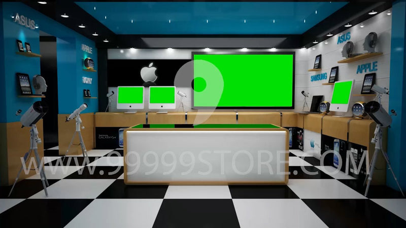 Virtual Studio Sets Virtual Set Green Screen 4K - Tech 02 GREEN SCREEN 99999Store