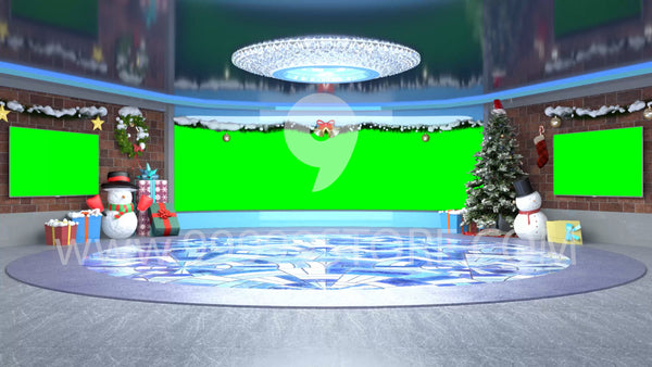Virtual Studio Sets Virtual Set Green Screen 4K -Christmas 02 GREEN SCREEN 99999Store