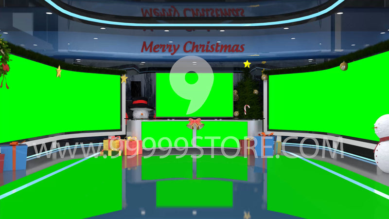 Virtual Studio Sets Virtual Set Green Screen 4K -Christmas 05 GREEN SCREEN 99999Store