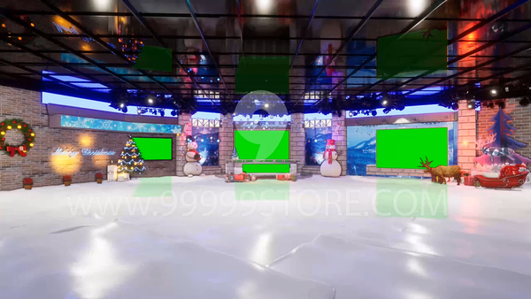 Virtual Set Green Screen 4K - Christmas 10
