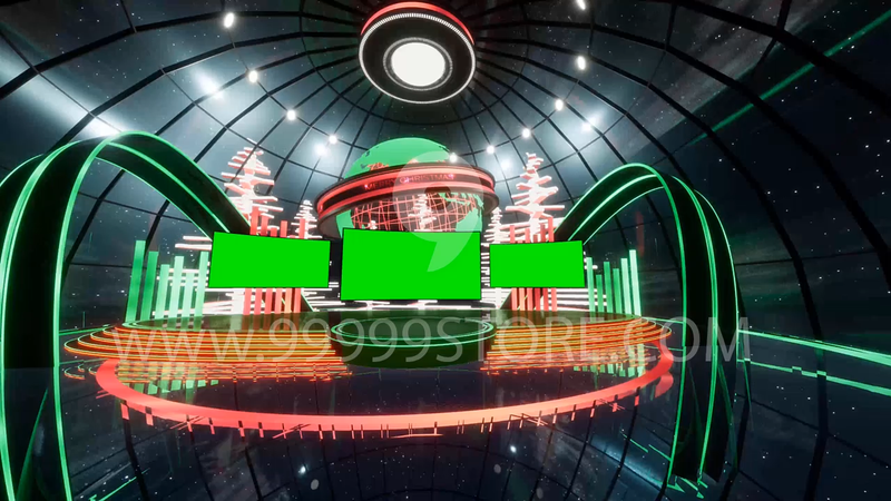 Virtual Set Green Screen 4K - Christmas 11