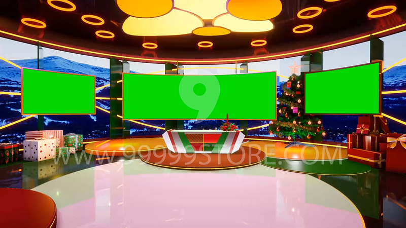 Virtual Set Green Screen 4K - Christmas 12