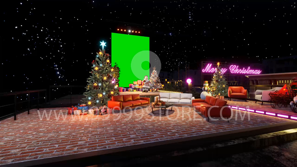 Virtual Set Green Screen 4K - Christmas 15