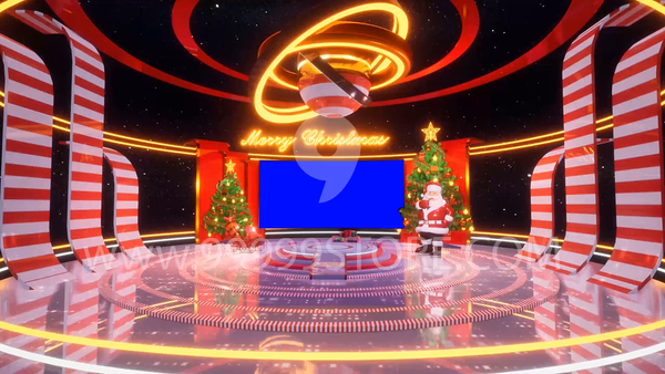 Virtual Set Green Screen 4K - Christmas 16