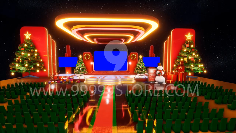 Virtual Set Green Screen 4K - Christmas 17