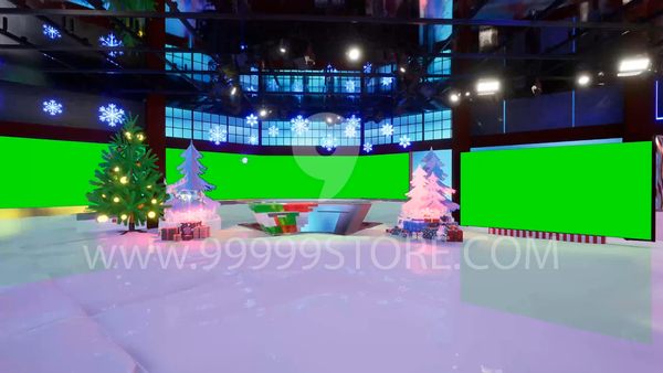 Virtual Set Green Screen 4K - Christmas 22