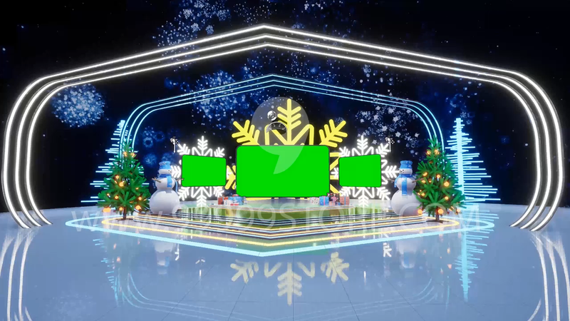 Virtual Set Green Screen 4K - Christmas 28