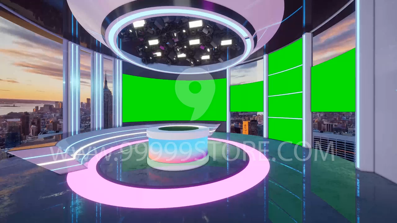 Virtual Set Green Screen 4K - News 102