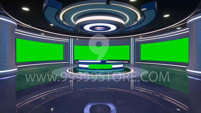 Virtual Set Green Screen 4K - News 105 Table