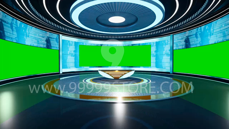 Virtual Set Green Screen 4K - News 117 Table