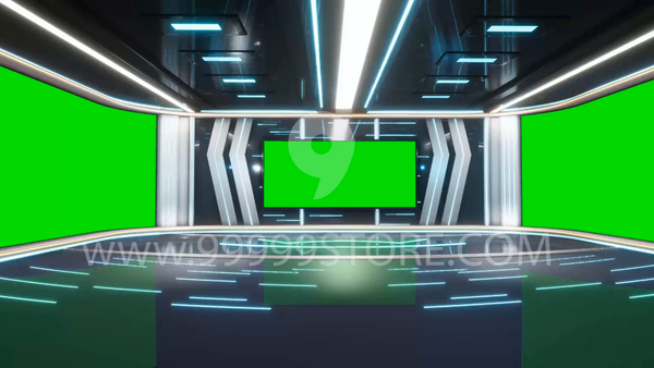 Virtual Set Green Screen 4K - News 120 No Table