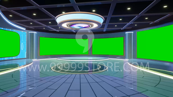 Virtual Set Green Screen 4K - News 124 No Table