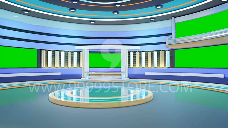 Virtual Set Green Screen 4K - News 125 Table