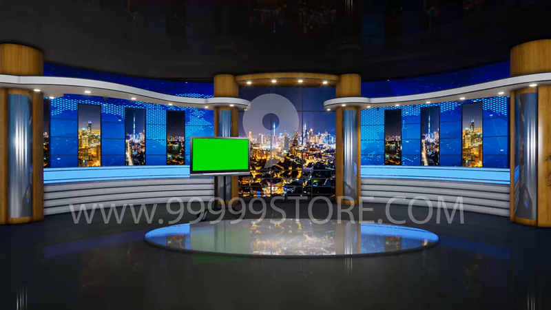Virtual Set Green Screen 4K - News 134 No Table