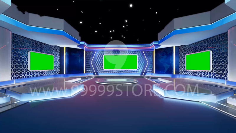 Virtual Set Green Screen 4K - News 135 No Table