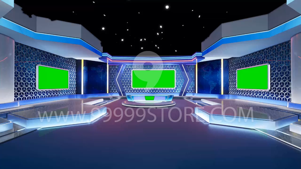 Virtual Set Green Screen 4K - News 135 Table