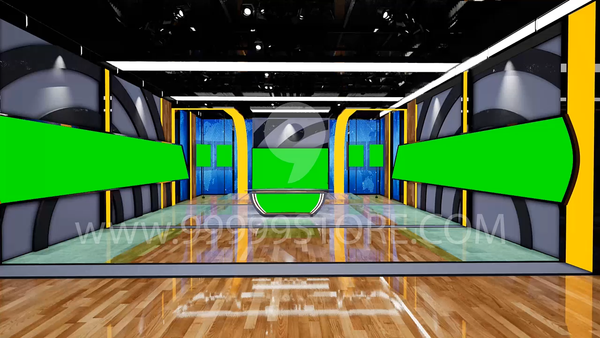 Virtual Set Green Screen 4K - News 77 Table