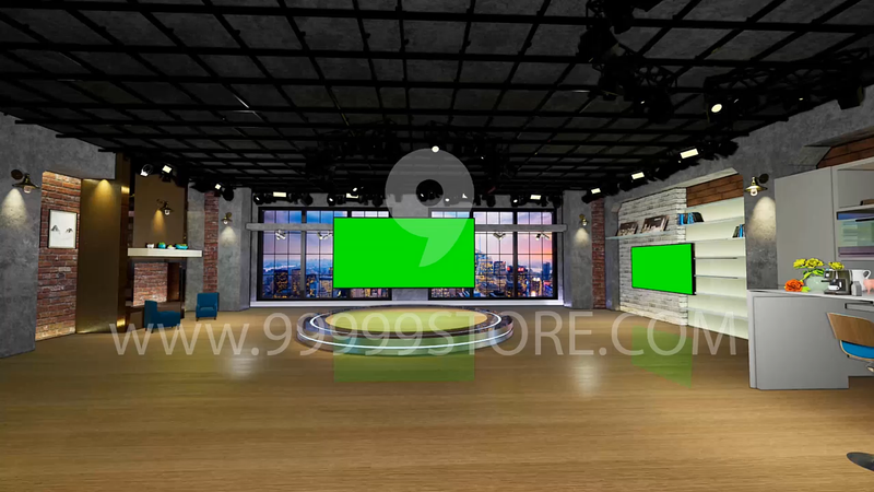 Virtual Set Green Screen 4K - News 89