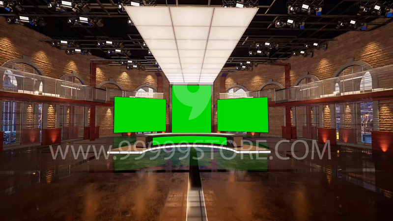 Virtual Set Green Screen 4K - News 90