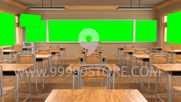 Virtual Studio Sets Virtual Set Green Screen 4K -Study 03 GREEN SCREEN 99999Store