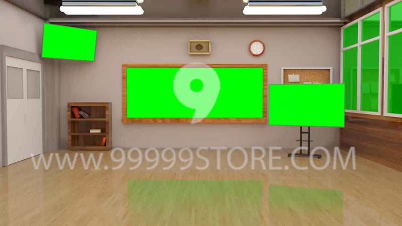 Virtual Studio Sets Virtual Set Green Screen 4K -Study 04 GREEN SCREEN 99999Store