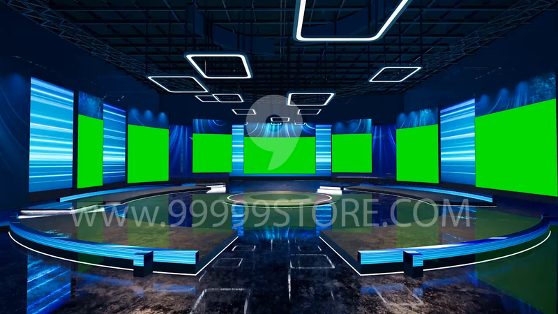 Virtual Set Green Screen 4K - Talk 37